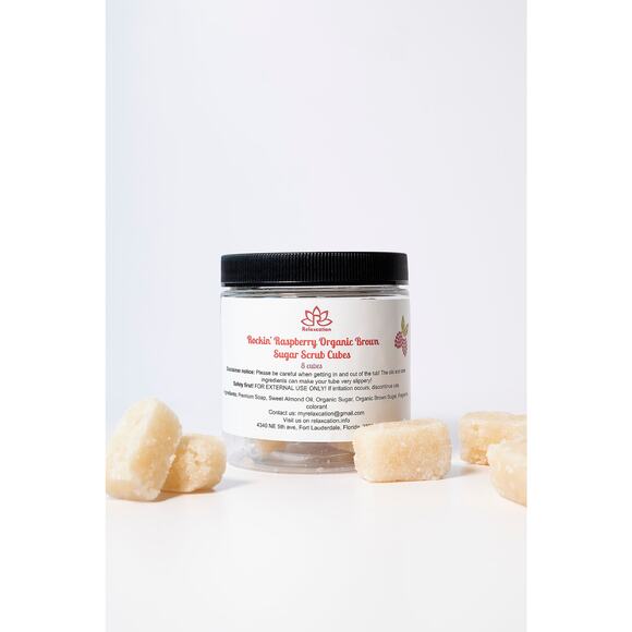 Organic Brown Sugar Scrub Cubes "Raspberry" (8 cubes) - Picture 5 of 8